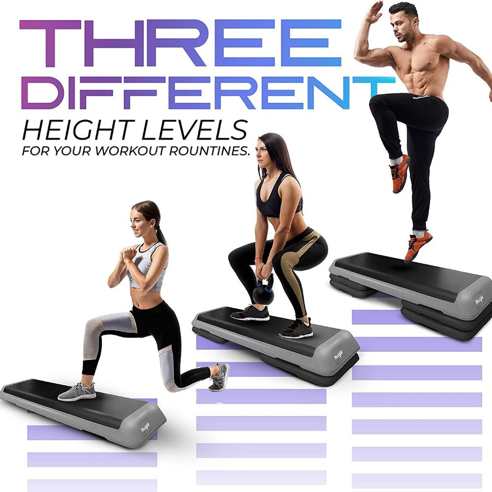 Step Platform Tamaño de gimnasio con 4 elevadores ajustables